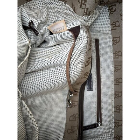 Vintage Dooney And Bourke Tan & Brown Satchel Bag With Signature Logo - Picture 10 of 11